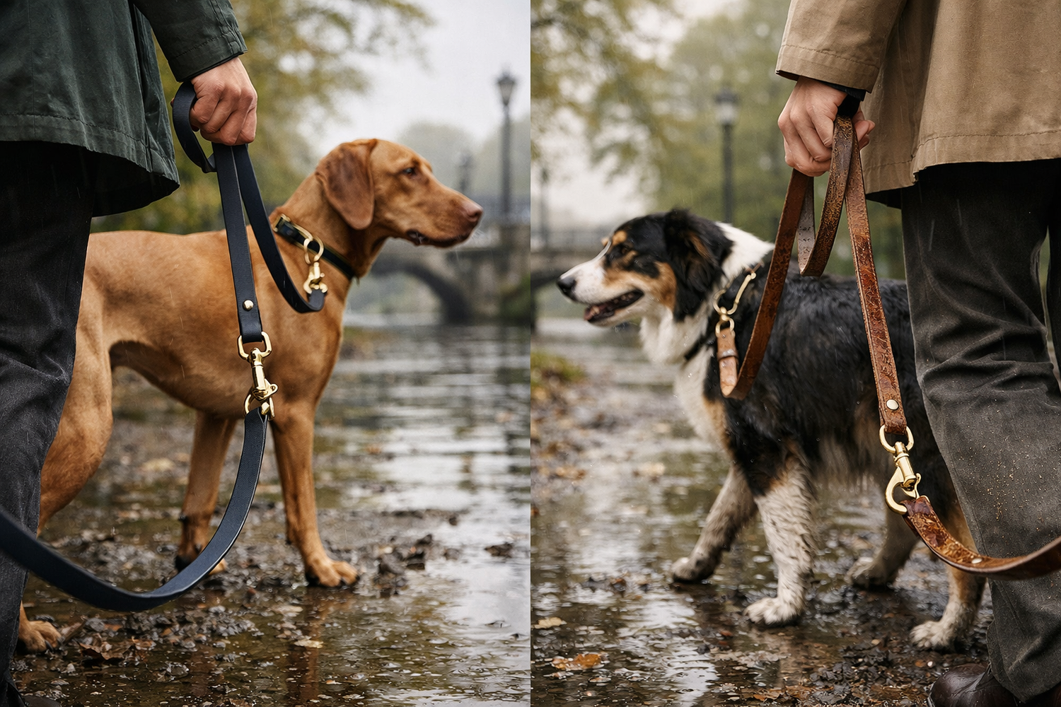 BioThane oder Lederleine? Der klare Vergleich für Regen, Schlamm und stilvolle Spaziergänge