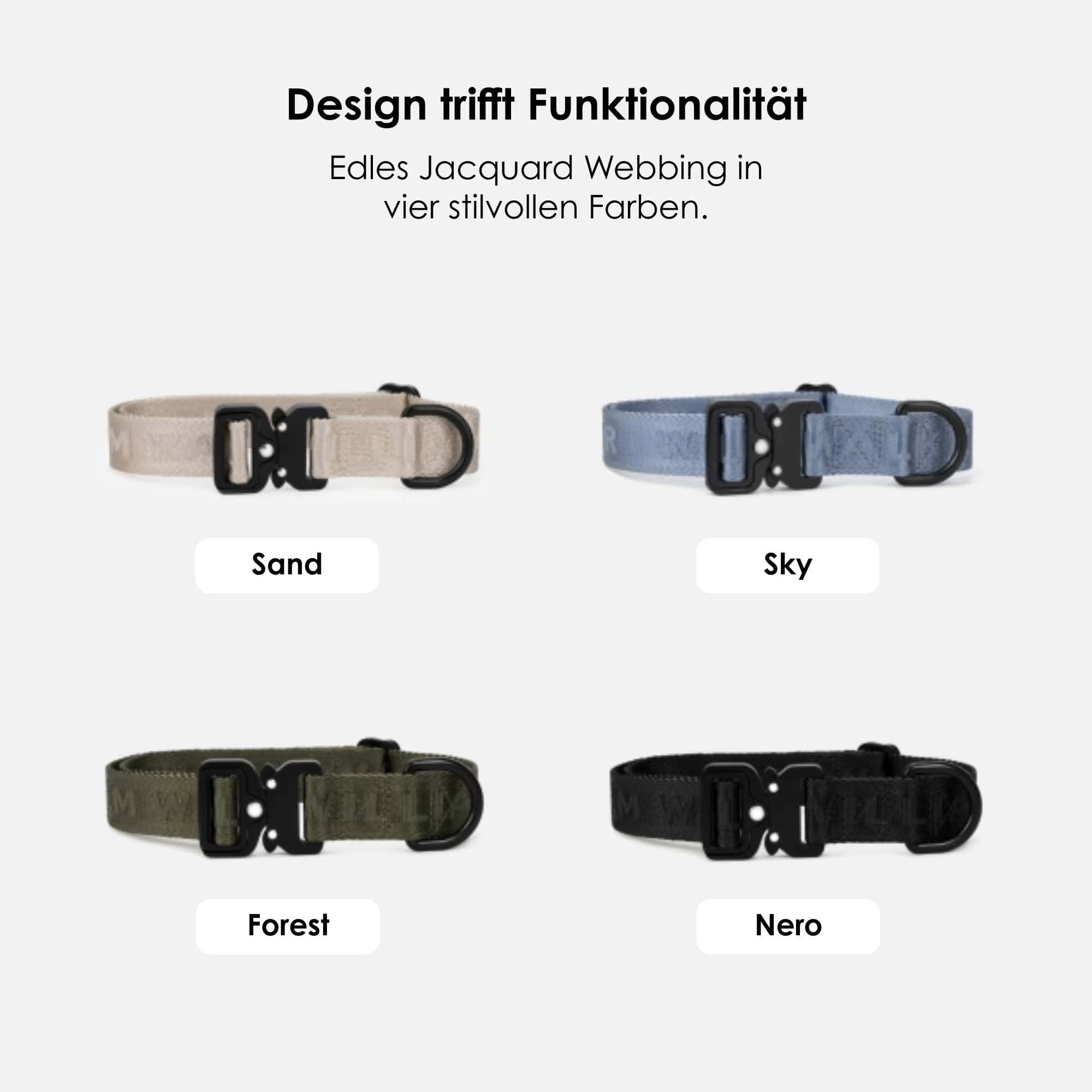 William Walker Jacquard Nylon Hundehalsband Nero (schwarz)