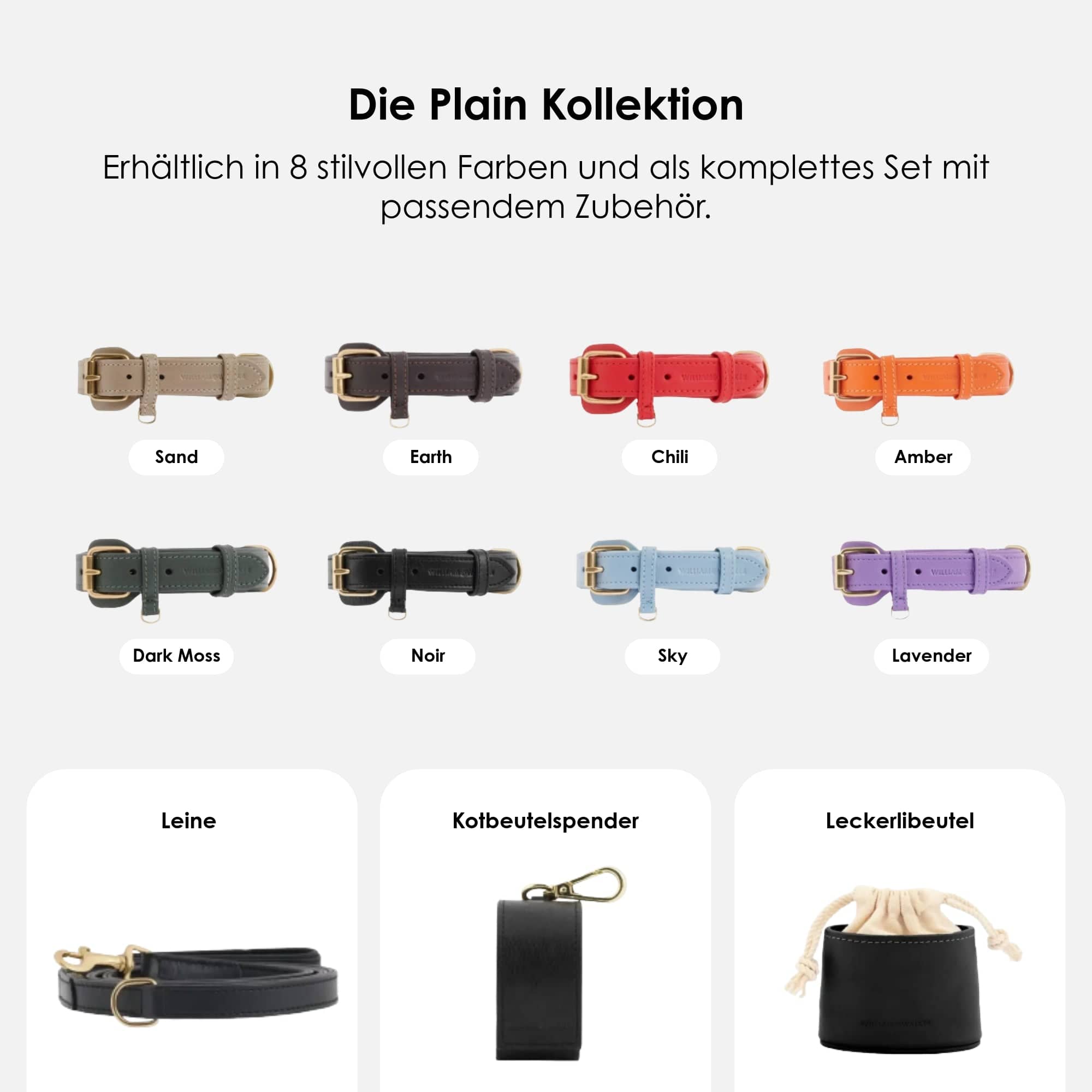 William Walker Leder Hundehalsband Noir (Schwarz)