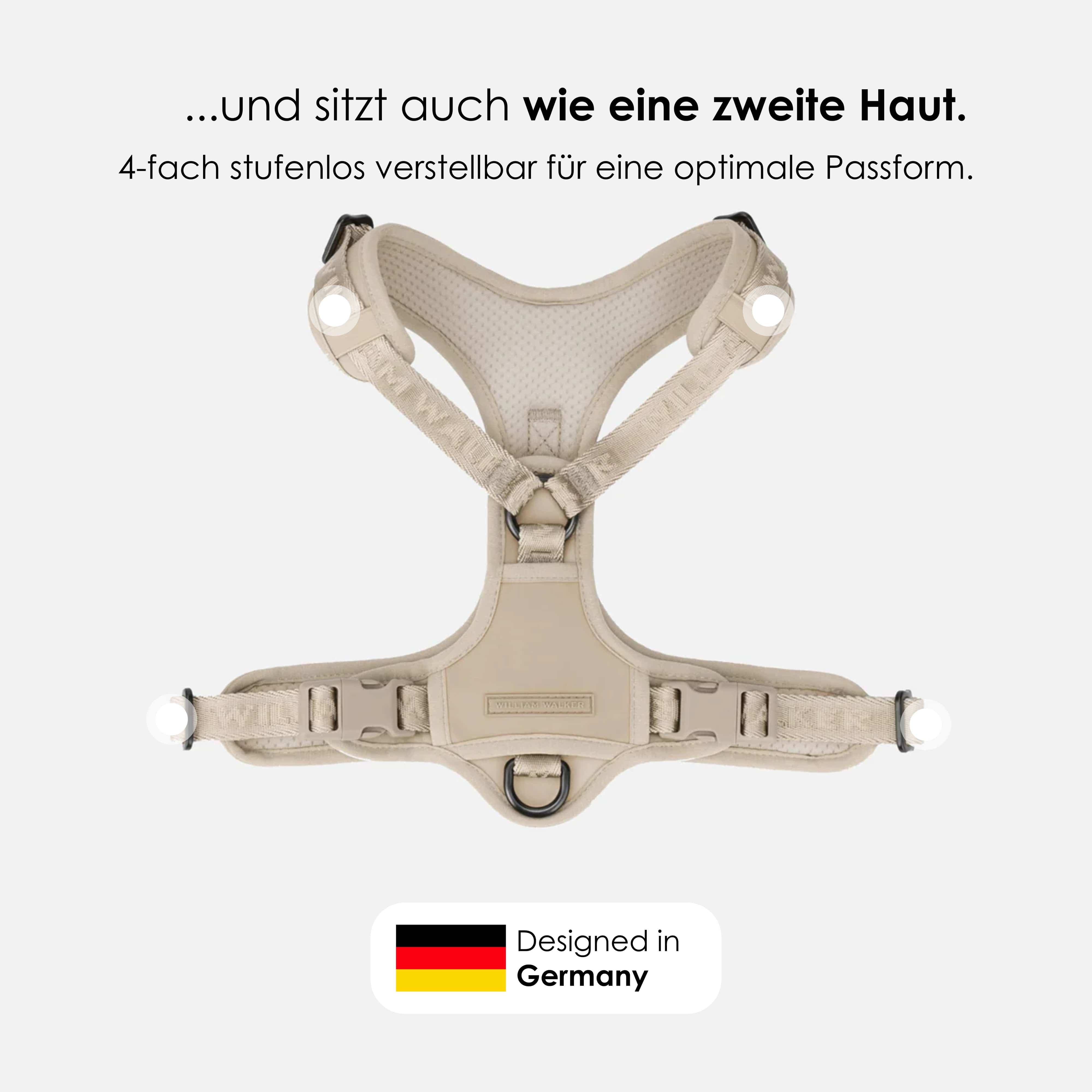 William Walker Hochwertiges Y-Hundegeschirr Sand (beige)