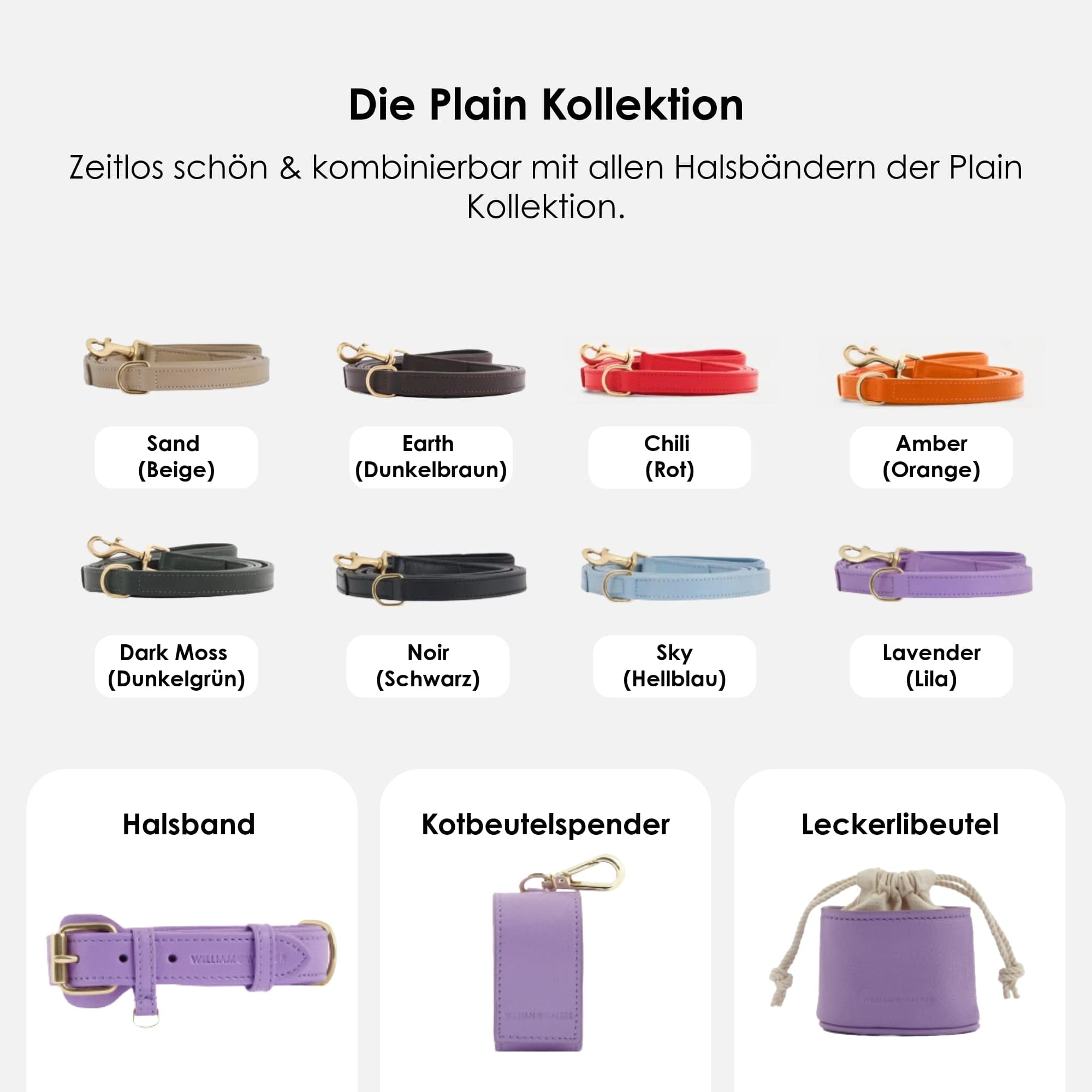 William Walker Hochwertige Leder Hundeleine Lavender (Lila)