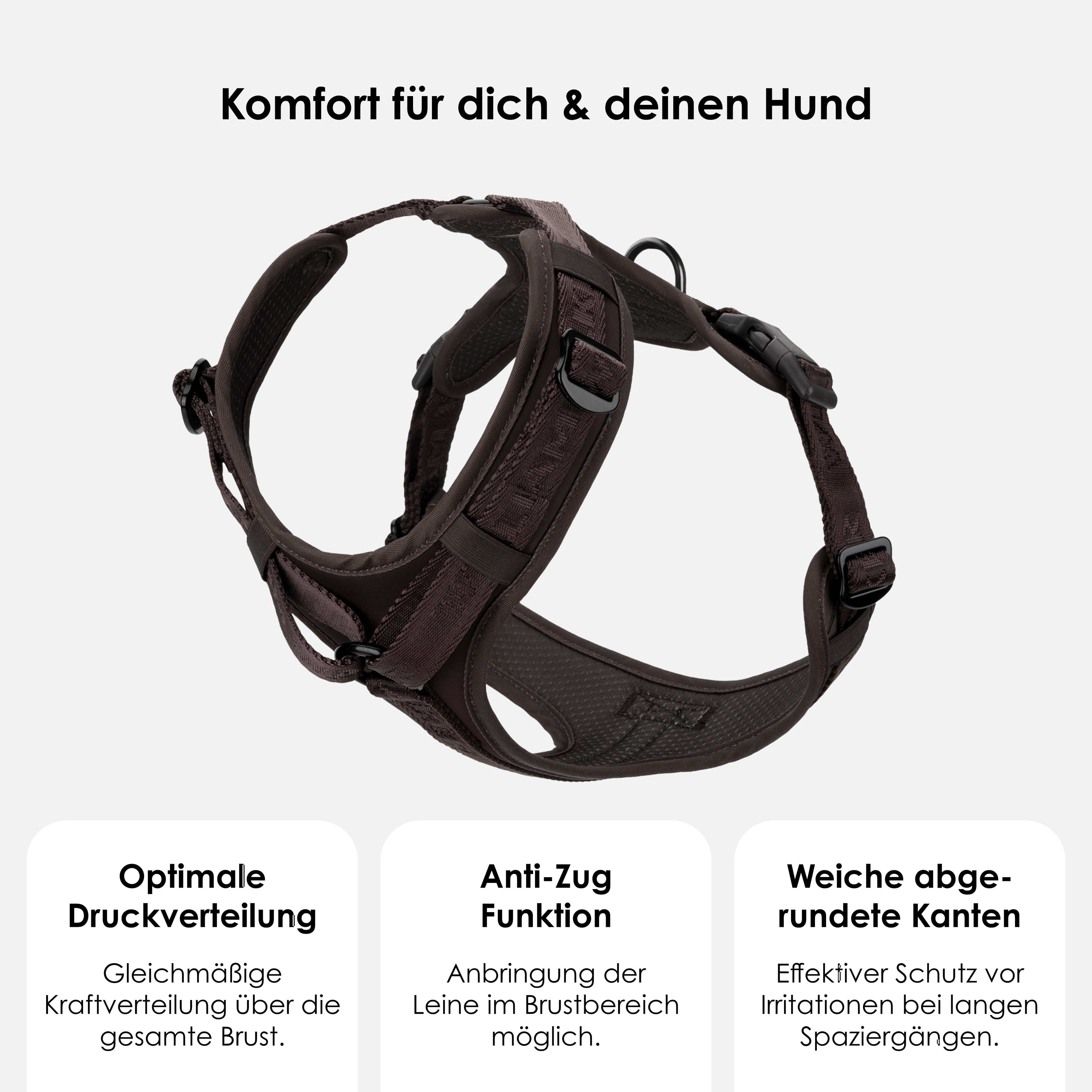 William Walker Hochwertiges Y-Hundegeschirr Earth (braun)