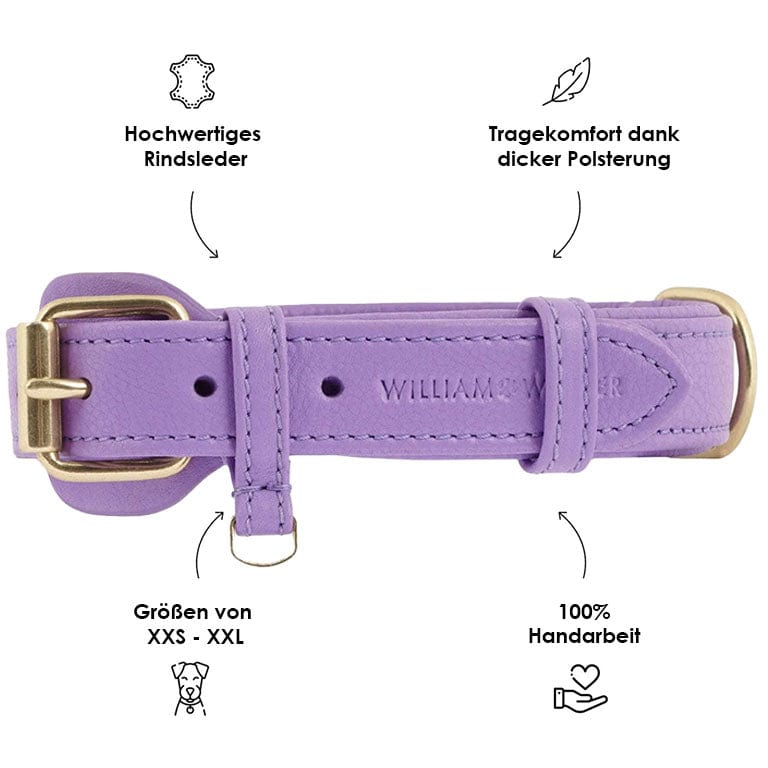 William Walker Leder Hundehalsband Lavender (Lila)
