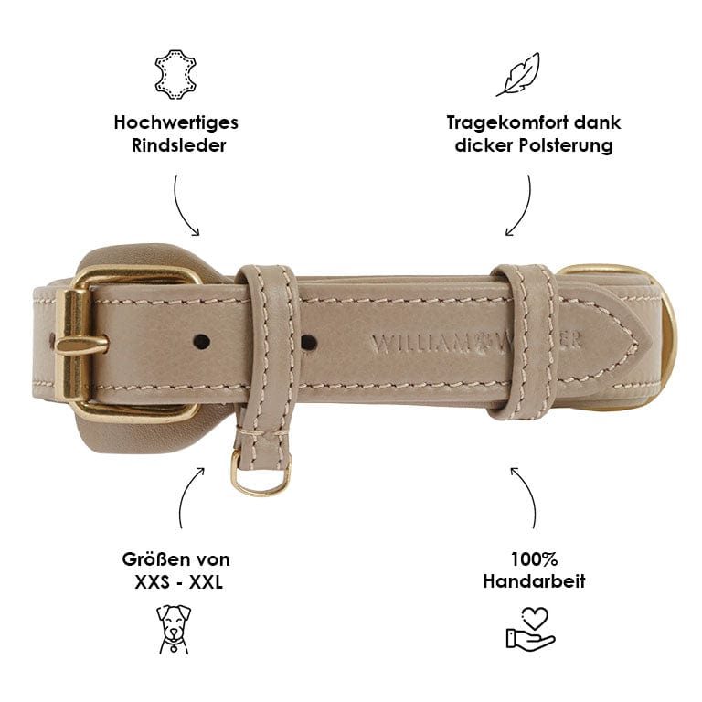 William Walker Leder Hundehalsband Sand (Beige)