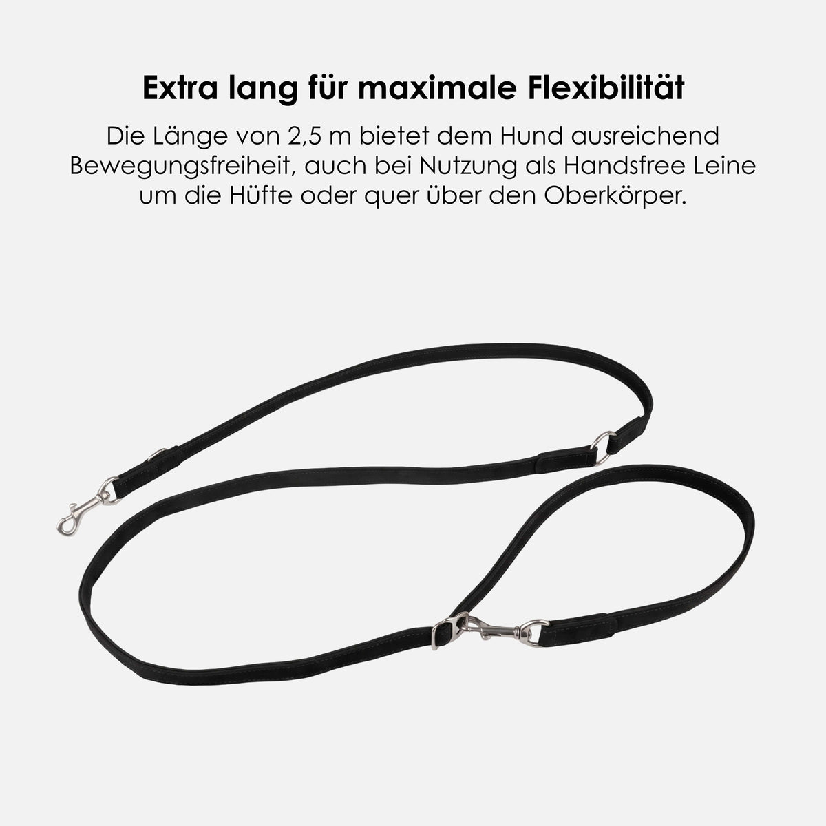 William Walker Guinzaglio per cani in pelle nubuck impermeabile regolabile senza limiti Handsfree