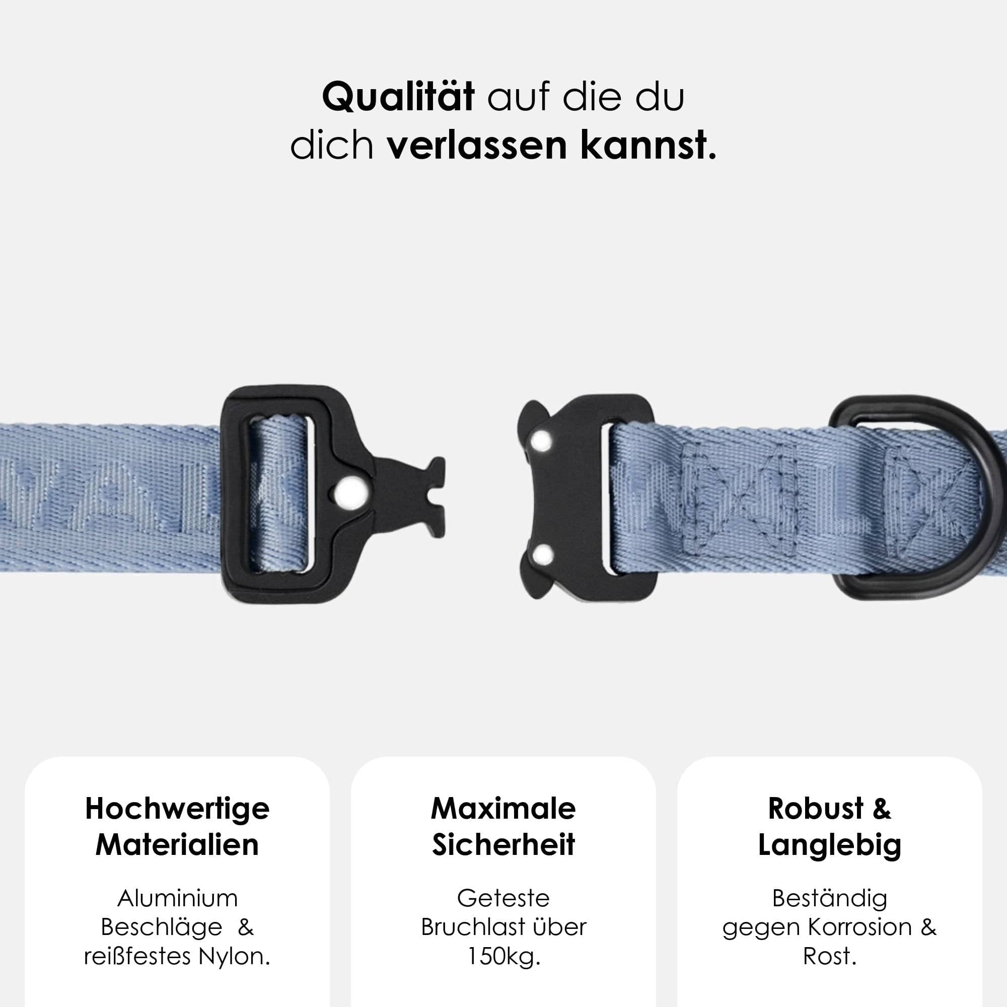 William Walker Jacquard Nylon Hundehalsband Sky (blau)